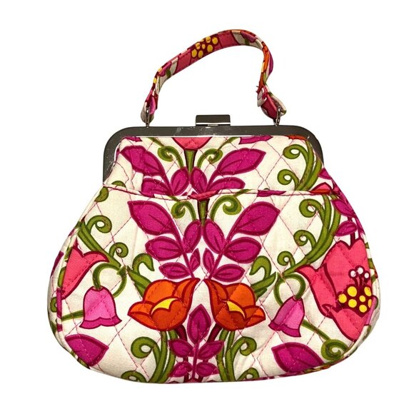 Vera Bradley Handbags - Vera Bradley Lilli Bell Mini Handbag Purse Pink Floral Handle Kiss Clasp Quilted